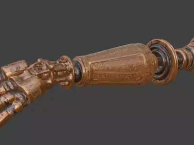 Stylized 3D Steampunk Mechanical Arm Low-poly 3D model