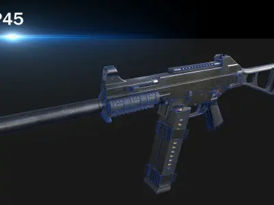 UMP45 gun Low-poly 3D model