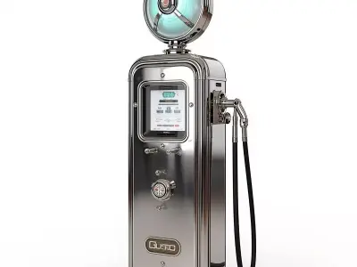 Retro-Futuristic Atompunk Gas Pump Low-poly 3D model