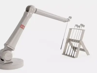 Industrial Robotic Arm with Golf Attachment 3D model