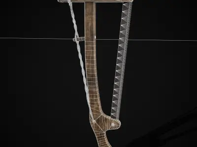 Antique Wooden Bow Saw Low-poly 3D model