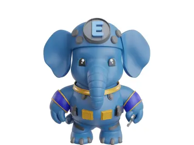 Elephant Mascot Character 3D model Low-poly 3D model Low-poly 3D model