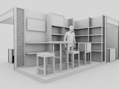 Modern Trade Show Booth 4x2m 2 side open 3D model