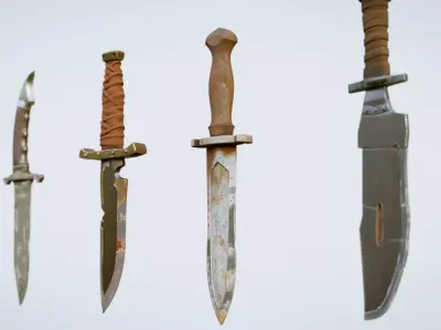 Knives Collection High Quality 3D Models Pack Low-poly 3D model