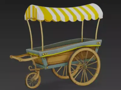 Pixar style cartoony fruit cart 3D model