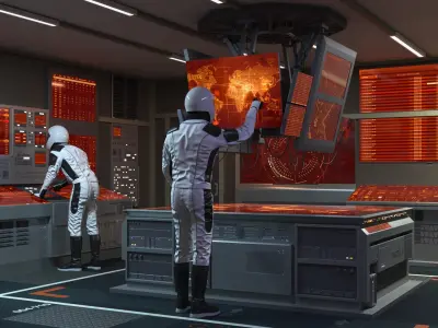 Command Room with Operators Red 3D model