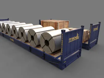 Flat Rack Containers 3D model