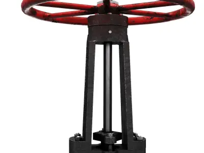 Valve industrial stool with base 3D model