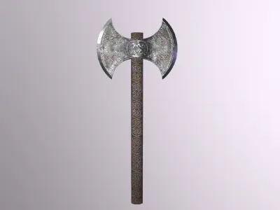  Battle Axe Game ready PBR Free low-poly 3D model Free low-poly 3D model