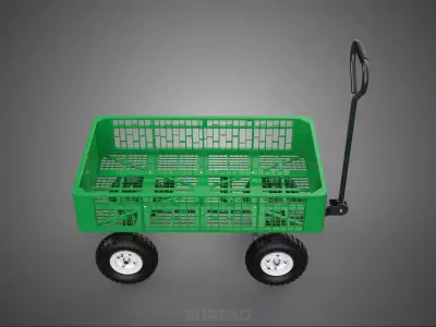 PLASTIC CRATE BASKET TRAY TROLLEY WAGON CART UTILITY GARDEN FARM 3D model