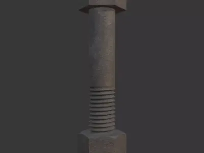 M12 Hex Bolts and Nuts with Rusty Iron Texture 3D model