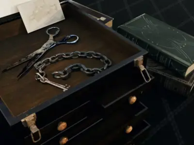 Rusty Bloody Vintage Scissors  Low-poly 3D model