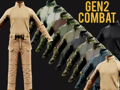 GEN2 Combat Pants Tactical Military Gear in Multiple Colors Low-poly 3D model