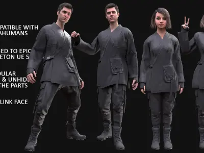 Mens and Womens Military Uniforms 6 3D Model Pack