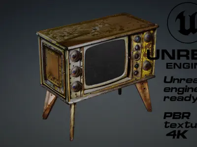 Old Steampunk televisor - vintage - Gas Mask game ready UE5 FBX Low-poly 3D model