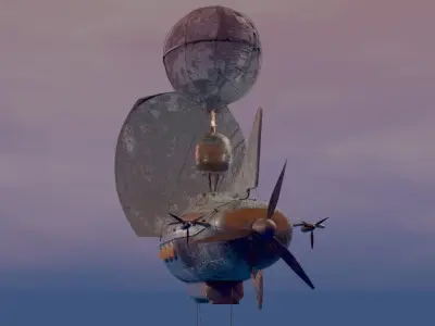 Steam Punk Airship Low-poly 3D model