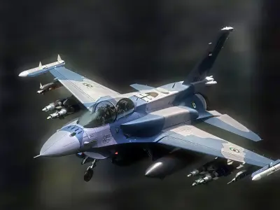F-16D Block 60 with Cockpit-Fully Rigged-Changabel Textures Low-poly 3D model