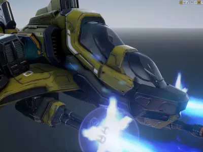 Scout Spaceship - Five Variations and FXs Low-poly 3D model