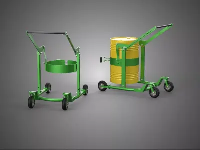 QUAD FOUR 4 WHEELS DRUM BARREL TRANSPORT TROLLEY LIFT CART DOLLY 3D model