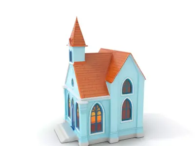 Blue Gothic Chapel model pack Low-poly 3D model