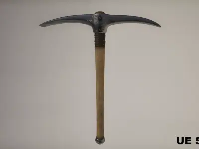 Steel Pickaxe - Game Ready PBR Tool Mining Tool Prop Low-poly 3D model