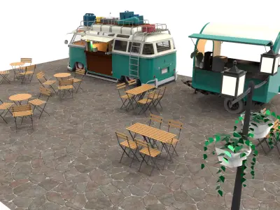 Set Food coffee street cafe 3D model