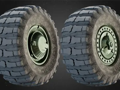Heavy Duty Wheel Low-poly 3D model