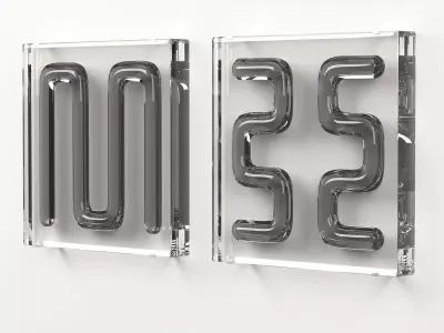Wall Glass Blocks - Decorative Frame - Curves - Part 10 3D model