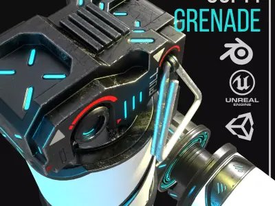 Game ready Grenade prop Low-poly 3D model Low-poly 3D model