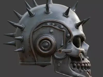 Wasteland Skull Spike Helmet 3D Model Low-poly 3D model