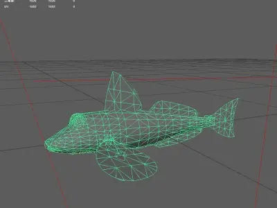 Bass fish Low-poly 3D model 9