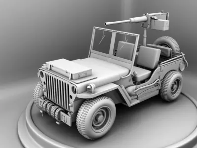 Sci - fi Jeep 3d model weapon vehicle gaming 3D model