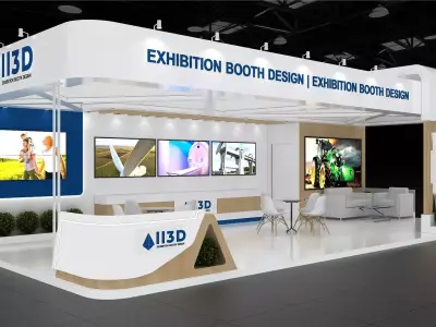 Exhibition Stand Stall Three Side Open 11X5 3D model