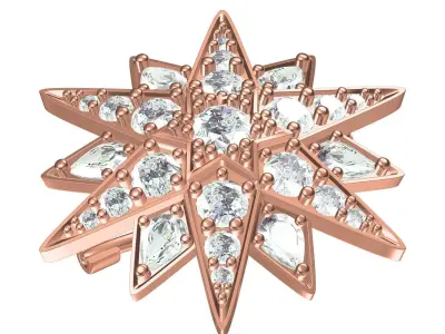 Antique Diamond Star Brooch 3D print model