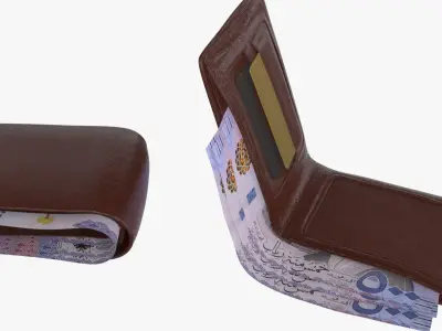 Saudi 500 Riyals Wallet Money Purse 3D model