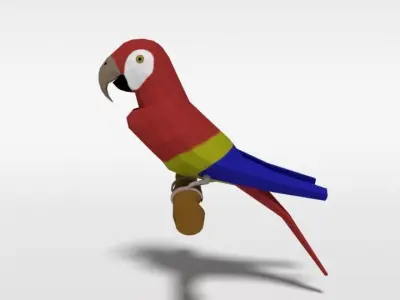 Low Poly Cartoon Macaw Parrot Low-poly 3D model