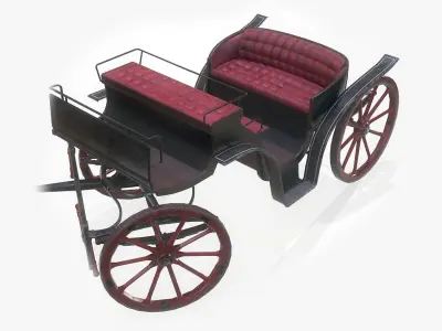 Old Carriage - GameReady Low-poly 3D model