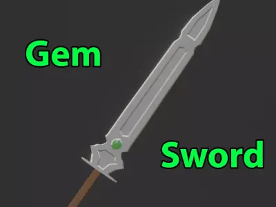 Gem Sword - PBR Game Ready - Easily Change Gem Color Low-poly 3D model