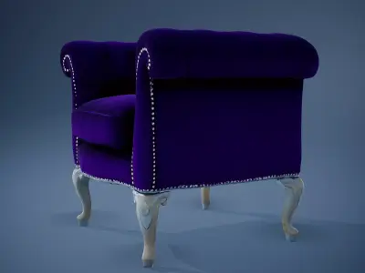 Elegant Purple Velvet Armchair model pack Low-poly 3D model