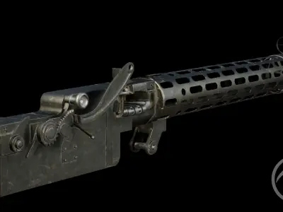 Spandau LMG 08 machine gun Low-poly 3D model
