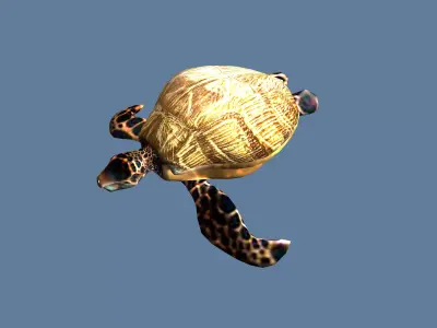 golden turtle Low-poly 3D model