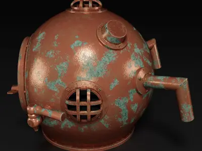 Antique Scuba Divers Helmet 3D model