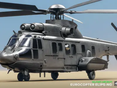Eurocopter ELIPS NG  - Military Helicopter Low-poly 3D model