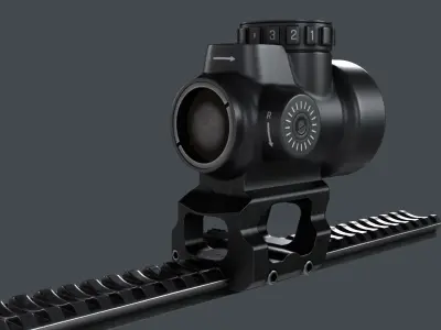 Trijicon MRO Compatible Reflex Sight with Picatinny Rail Mount  Free low-poly 3D model