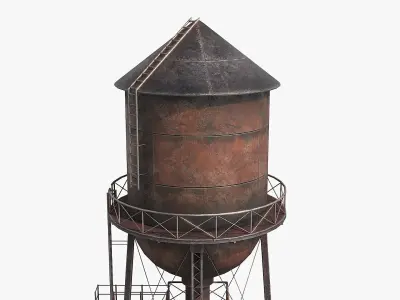 Vintage Water Tower v3 Low-poly 3D model