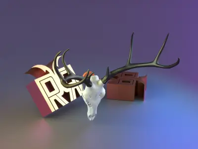 Deer Skull  Multi Part Assembly Model 3D print model