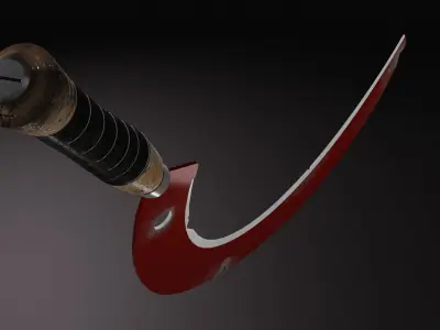 Sickle sword with long handle Low-poly 3D model