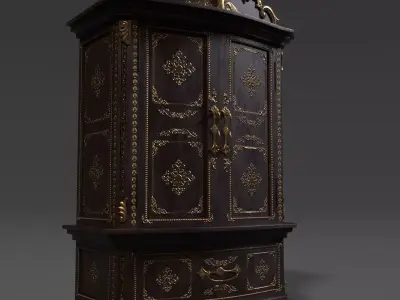 French Armoire - 6 versions Low-poly 3D model