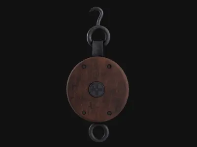 Vintage Pulley Low-poly 3D model