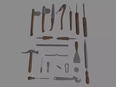Old Tools Pack 01 Low-poly 3D model